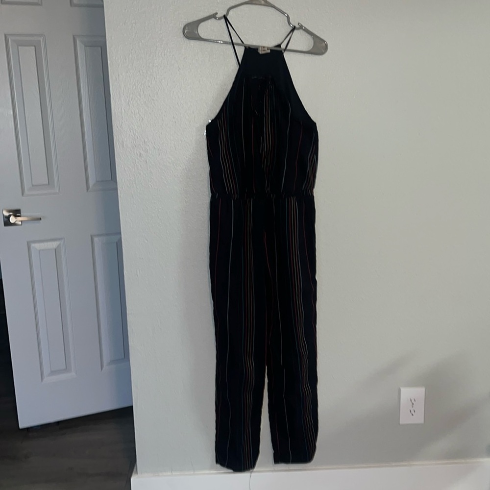 Dolan Navy Blue Jumpsuit with Colorful Stripes